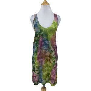 Jijil Camo Tank Dress Womens S Small Perforated Racerback Sleeveless Made Italy